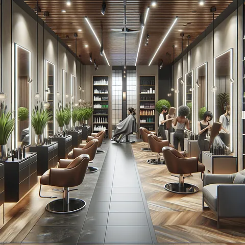Realistic stock image of modern hair salon