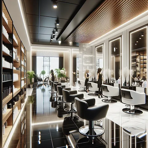 Realistic stock image of modern hair salon